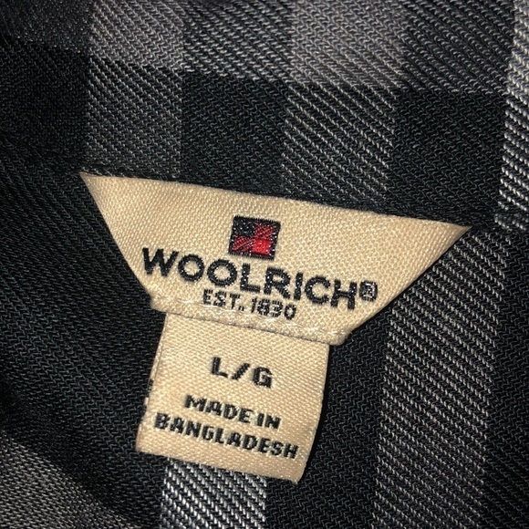 Woolrich Black and White Plaid Long Sleeve Button Down Size Large - Picture 10 of 12